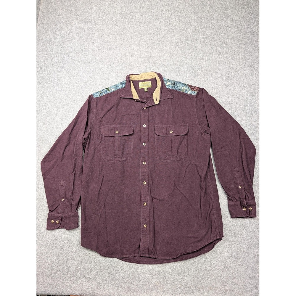 Cabela's Shirt Mens LT Purple Chamois Flannel Long Sleeve Button Up Outdoor